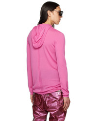 fuchsia Strick Pullover mit einem Kapuze von Rick Owens