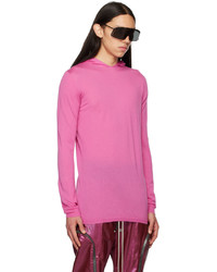 fuchsia Strick Pullover mit einem Kapuze von Rick Owens