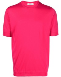 fuchsia Strick T-Shirt mit einem Rundhalsausschnitt von GOES BOTANICAL
