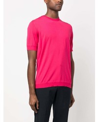 fuchsia Strick T-Shirt mit einem Rundhalsausschnitt von GOES BOTANICAL