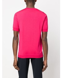 fuchsia Strick T-Shirt mit einem Rundhalsausschnitt von GOES BOTANICAL