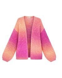 fuchsia Strickjacke mit einer offenen Front von SASSYCLASSY
