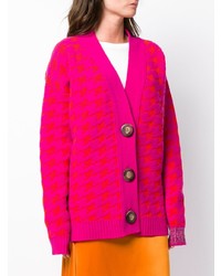 fuchsia Strickjacke mit Hahnentritt-Muster von Erika Cavallini