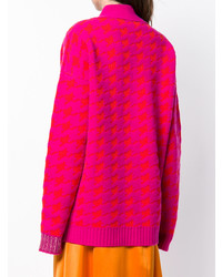 fuchsia Strickjacke mit Hahnentritt-Muster von Erika Cavallini