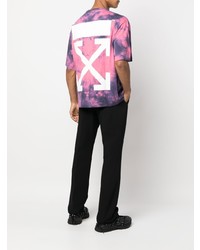 fuchsia Mit Batikmuster T-Shirt mit einem Rundhalsausschnitt von Off-White