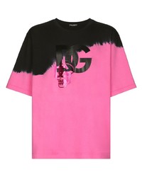fuchsia Mit Batikmuster T-Shirt mit einem Rundhalsausschnitt von Dolce & Gabbana