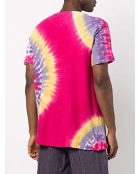 fuchsia Mit Batikmuster T-Shirt mit einem Rundhalsausschnitt von The Elder Statesman