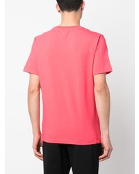 fuchsia T-Shirt mit einem Rundhalsausschnitt mit Paisley-Muster von Moschino