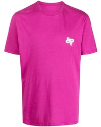 fuchsia T-Shirt mit einem Rundhalsausschnitt mit Schlangenmuster