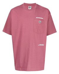 fuchsia T-Shirt mit einem Rundhalsausschnitt von AAPE BY A BATHING APE