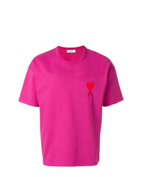 fuchsia T-Shirt mit einem Rundhalsausschnitt von AMI Alexandre Mattiussi