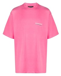 fuchsia T-Shirt mit einem Rundhalsausschnitt von Balenciaga
