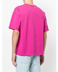 fuchsia T-Shirt mit einem Rundhalsausschnitt von AMI Alexandre Mattiussi