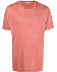 fuchsia T-Shirt mit einem Rundhalsausschnitt von Boglioli