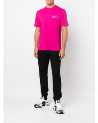 fuchsia T-Shirt mit einem Rundhalsausschnitt von Moschino