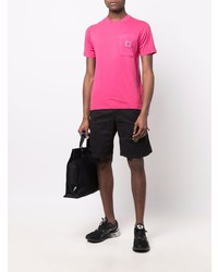 fuchsia T-Shirt mit einem Rundhalsausschnitt von Stone Island