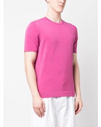 fuchsia T-Shirt mit einem Rundhalsausschnitt von Drumohr