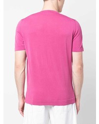 fuchsia T-Shirt mit einem Rundhalsausschnitt von Drumohr