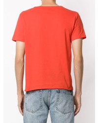 fuchsia T-Shirt mit einem Rundhalsausschnitt von Saint Laurent