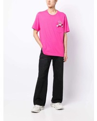 fuchsia T-Shirt mit einem Rundhalsausschnitt von Doublet