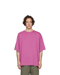 fuchsia T-Shirt mit einem Rundhalsausschnitt von Dries Van Noten