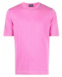 fuchsia T-Shirt mit einem Rundhalsausschnitt von Drumohr