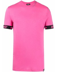fuchsia T-Shirt mit einem Rundhalsausschnitt von DSQUARED2
