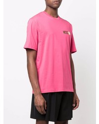 fuchsia T-Shirt mit einem Rundhalsausschnitt von Moschino