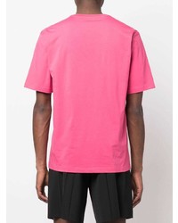 fuchsia T-Shirt mit einem Rundhalsausschnitt von Moschino