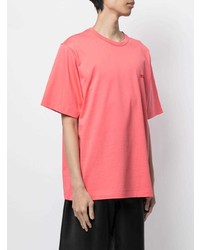 fuchsia T-Shirt mit einem Rundhalsausschnitt von Juun.J