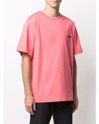 fuchsia T-Shirt mit einem Rundhalsausschnitt von Juun.J