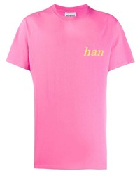 fuchsia T-Shirt mit einem Rundhalsausschnitt von Han Kjobenhavn