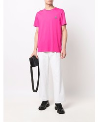 fuchsia T-Shirt mit einem Rundhalsausschnitt von Karl Lagerfeld