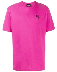 fuchsia T-Shirt mit einem Rundhalsausschnitt von Karl Lagerfeld