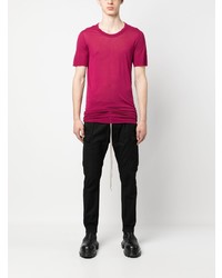 fuchsia T-Shirt mit einem Rundhalsausschnitt von Rick Owens