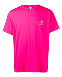 fuchsia T-Shirt mit einem Rundhalsausschnitt von Loewe