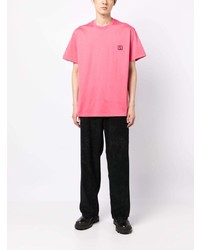 fuchsia T-Shirt mit einem Rundhalsausschnitt von Wooyoungmi