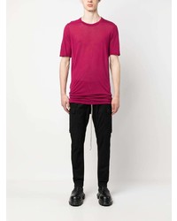 fuchsia T-Shirt mit einem Rundhalsausschnitt von Rick Owens