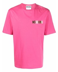 fuchsia T-Shirt mit einem Rundhalsausschnitt von Moschino