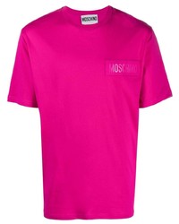 fuchsia T-Shirt mit einem Rundhalsausschnitt von Moschino