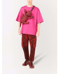 fuchsia T-Shirt mit einem Rundhalsausschnitt von Dolce & Gabbana