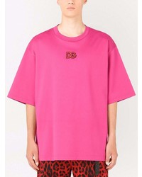 fuchsia T-Shirt mit einem Rundhalsausschnitt von Dolce & Gabbana