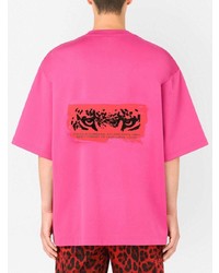 fuchsia T-Shirt mit einem Rundhalsausschnitt von Dolce & Gabbana