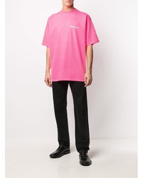 fuchsia T-Shirt mit einem Rundhalsausschnitt von Balenciaga