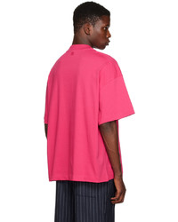 fuchsia T-Shirt mit einem Rundhalsausschnitt von AMI Alexandre Mattiussi