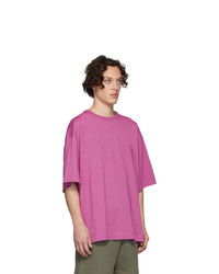 fuchsia T-Shirt mit einem Rundhalsausschnitt von Dries Van Noten