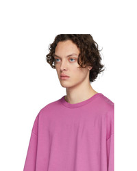 fuchsia T-Shirt mit einem Rundhalsausschnitt von Dries Van Noten