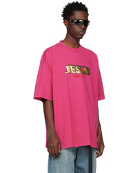 fuchsia T-Shirt mit einem Rundhalsausschnitt von Vetements