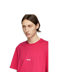 fuchsia T-Shirt mit einem Rundhalsausschnitt von MSGM