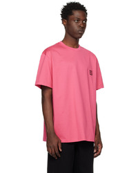 fuchsia T-Shirt mit einem Rundhalsausschnitt von Wooyoungmi